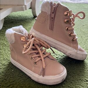 Stylish Pink Kids High-Top Sneakers